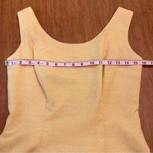 Tempo Paris Vintage Linen Butter Yellow Sleeveless Sheath Dress Sz 4 - Picture 3 of 6